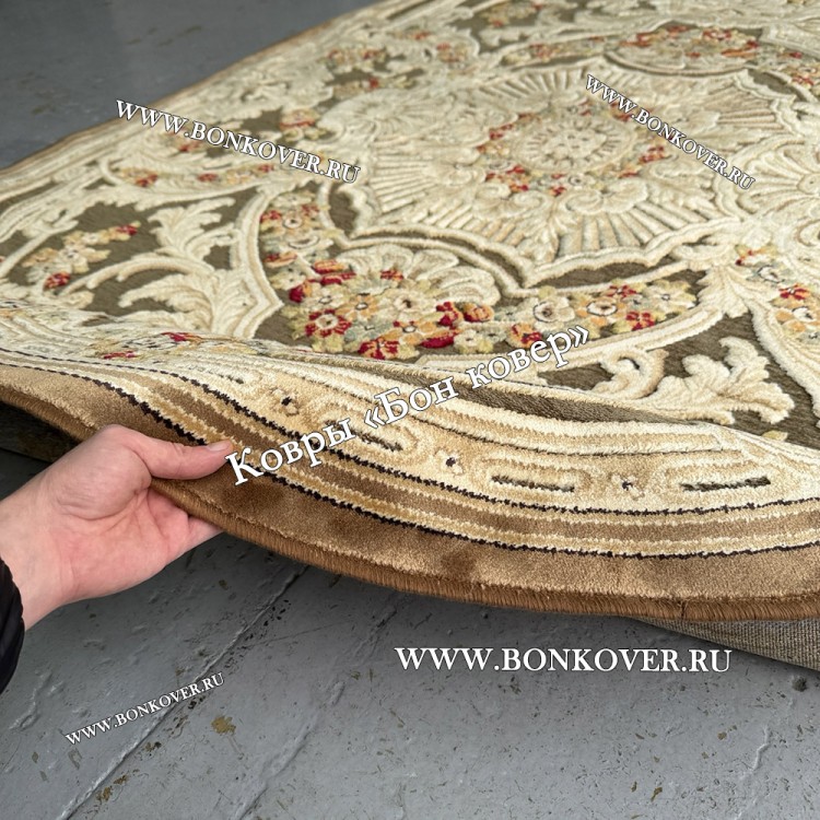 Тонкий Ковер из Вискозы Медальон Дизайн 22273 Овал