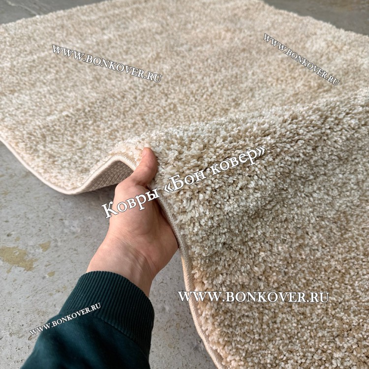Длинноворсный Ковер Бежевый с Белым