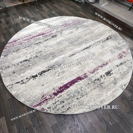 Круглый Ковер Для Гостиной Сиреневый С Серым Дизайн 30451